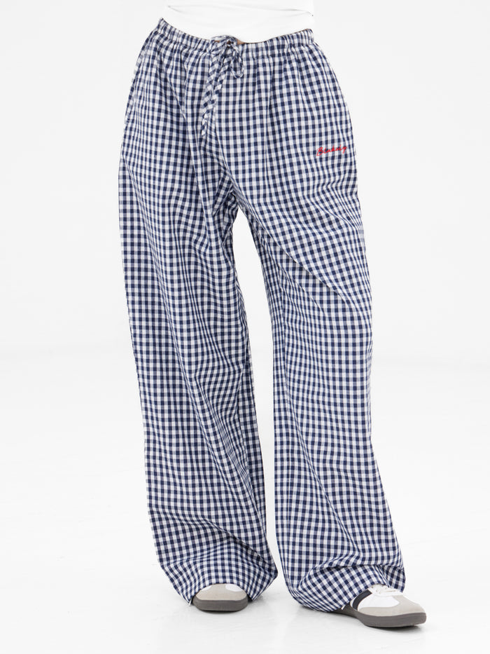 Lottie Gingham Trousers - Navy
