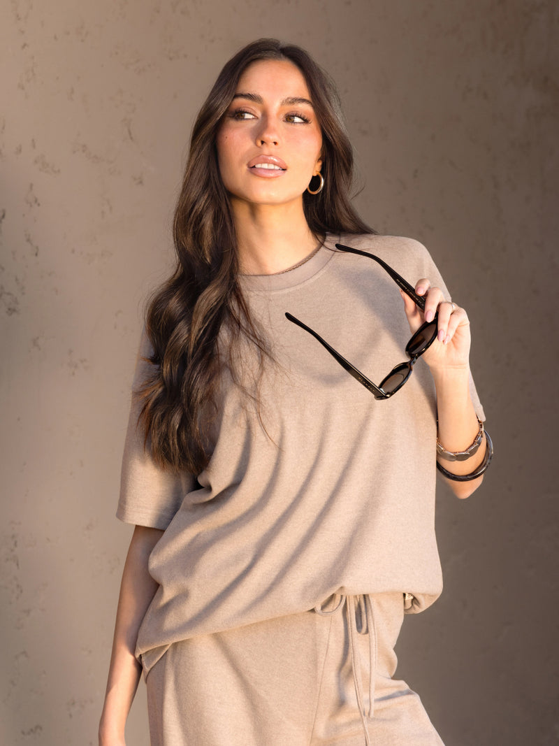 Nellie Oversized T-Shirt - Marl Beige