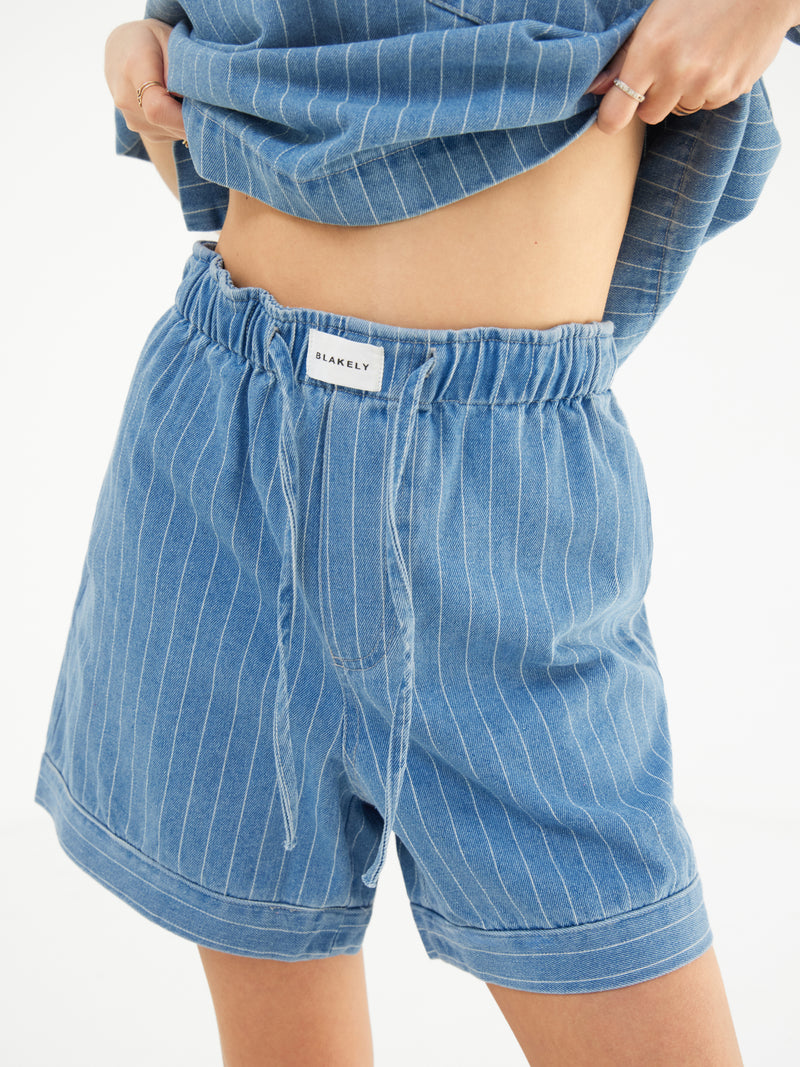 Tatum Denim Shorts - Mid Blue