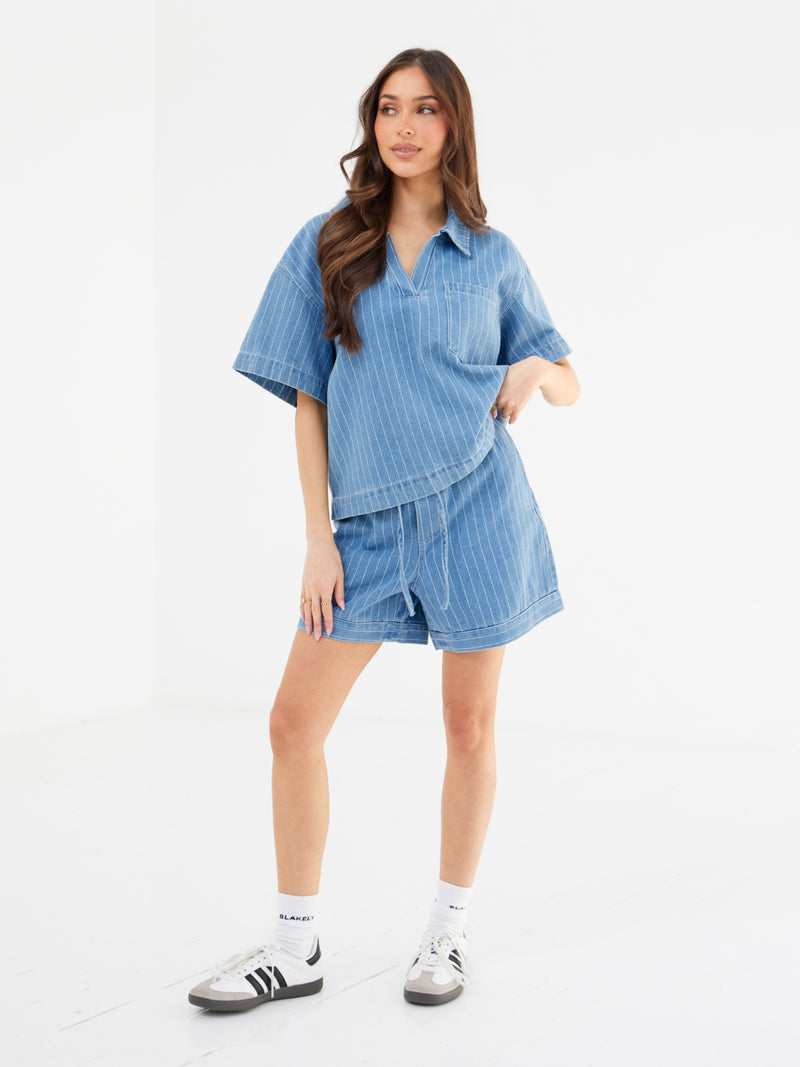 Tatum Denim Shorts - Mid Blue