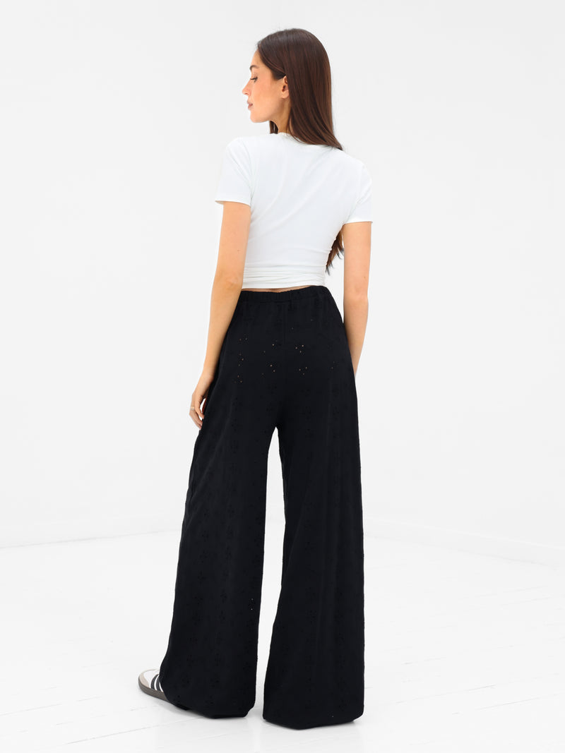 Amina Wide Leg Trousers - Black