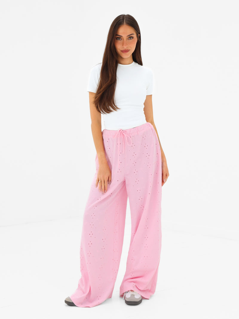 Amina Wide Leg Trousers - Pink