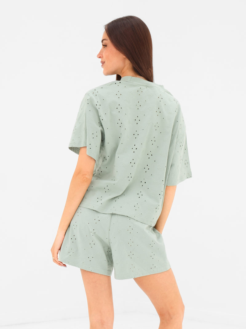 Amina Wide Leg Shorts - Sage
