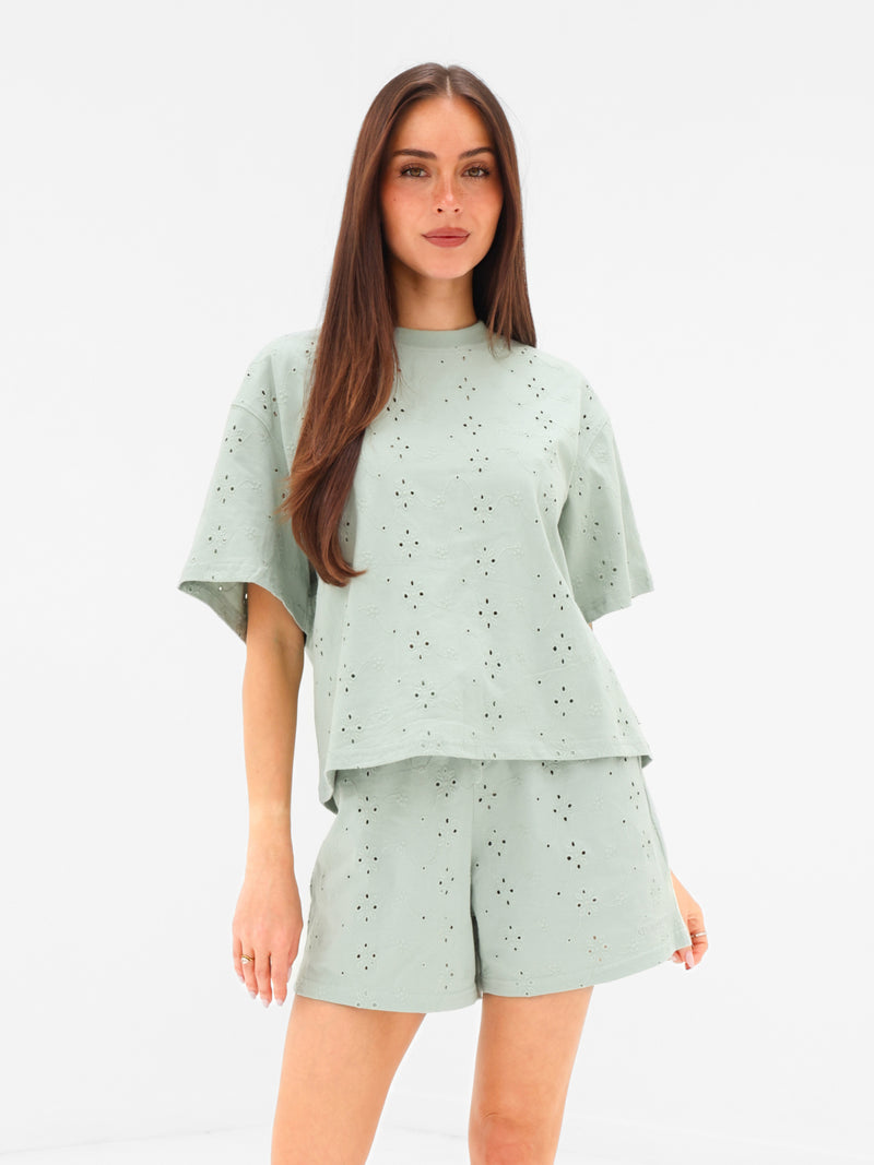 Amina Wide Leg Shorts - Sage
