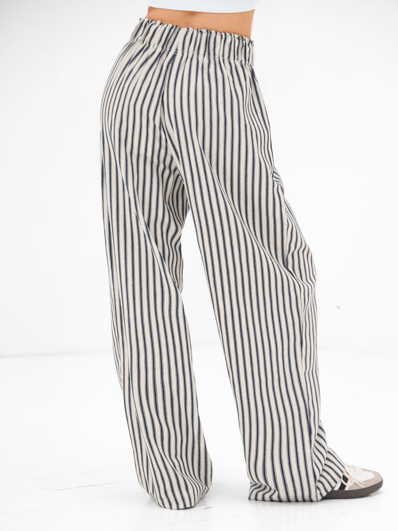 Lou Stripe Trousers - Dark Navy