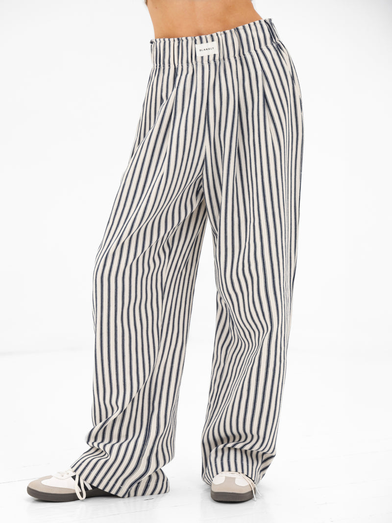 Lou Stripe Trousers - Dark Navy