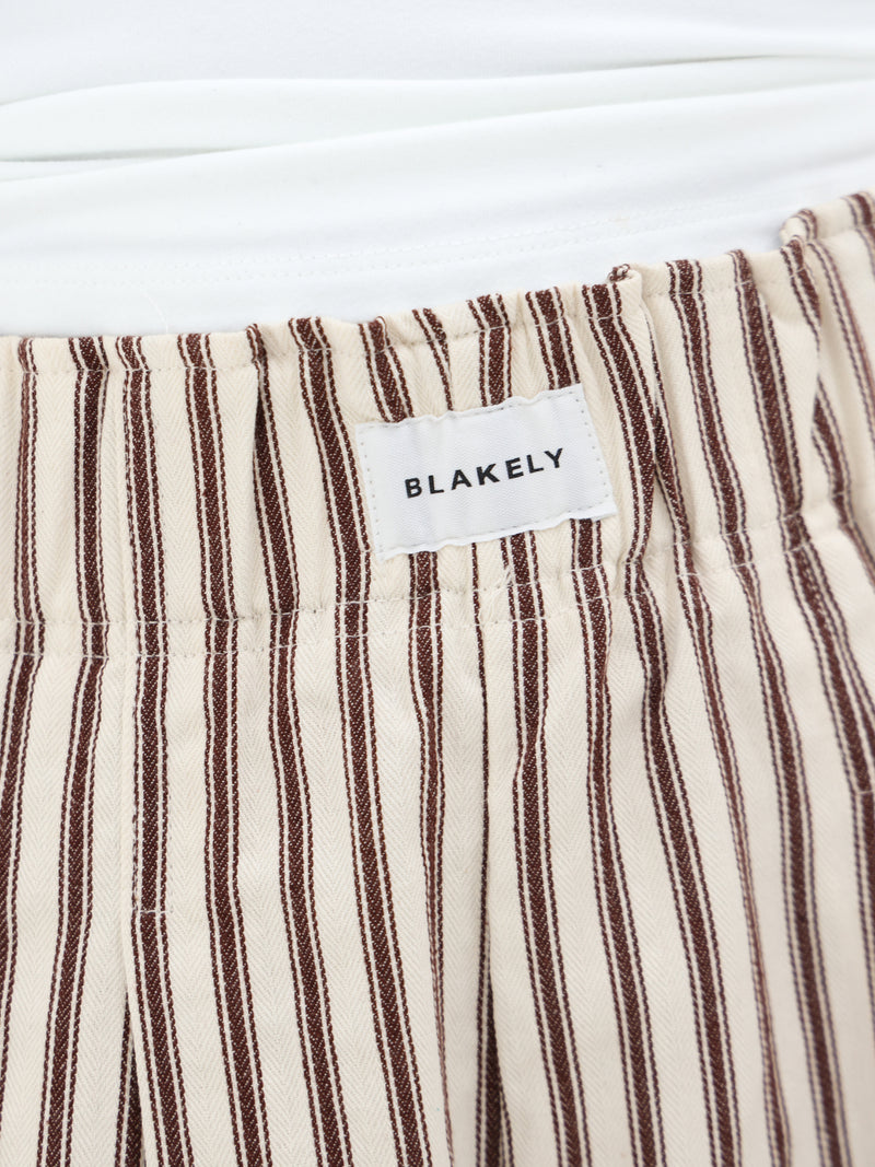 Lou Stripe Shorts - Chestnut Brown