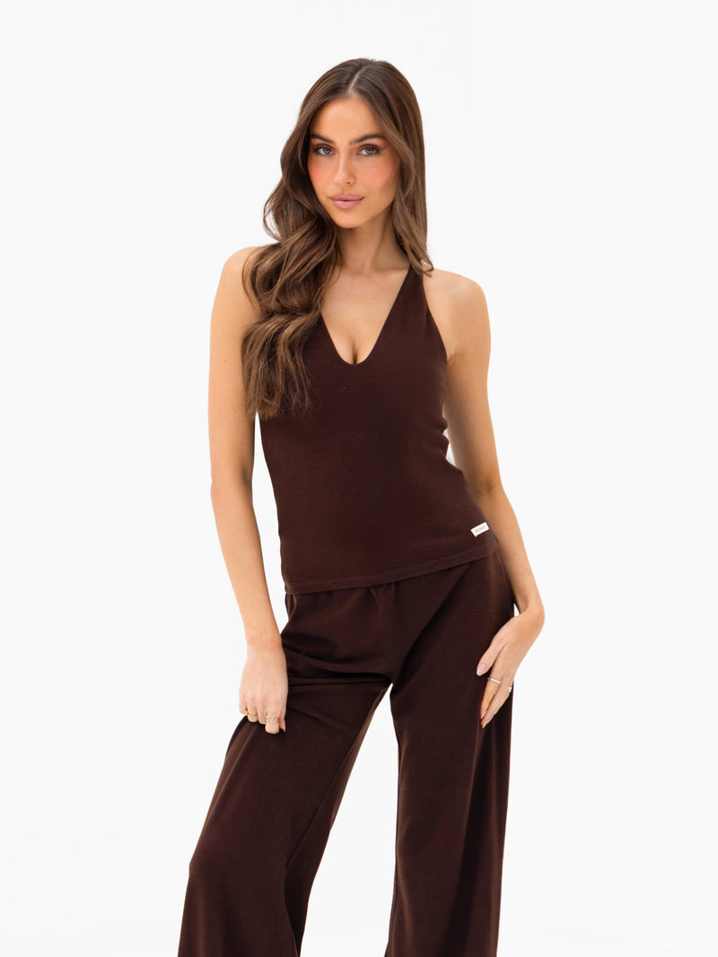 Nellie Wide Leg Trousers - Dark Brown