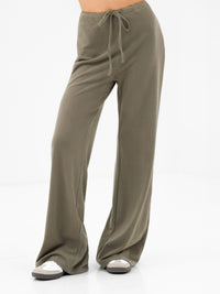 Nellie Wide Leg Trousers - Moss Green