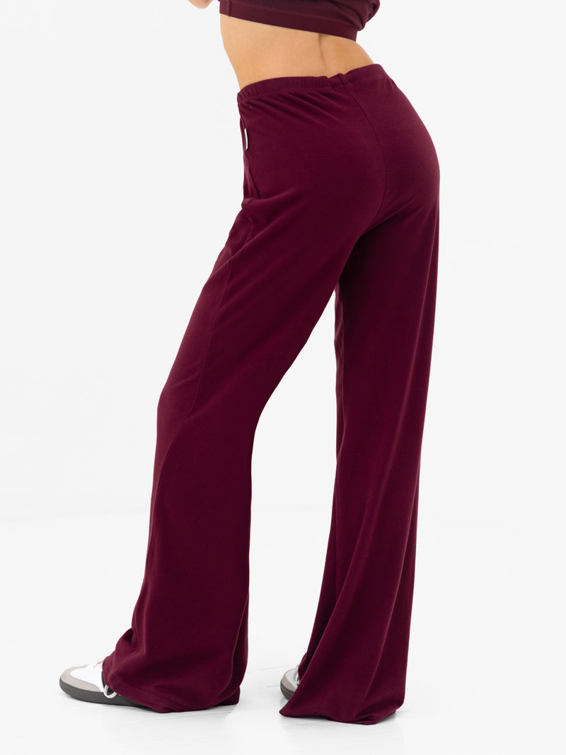 Nellie Wide Leg Trousers - Rich Burgundy