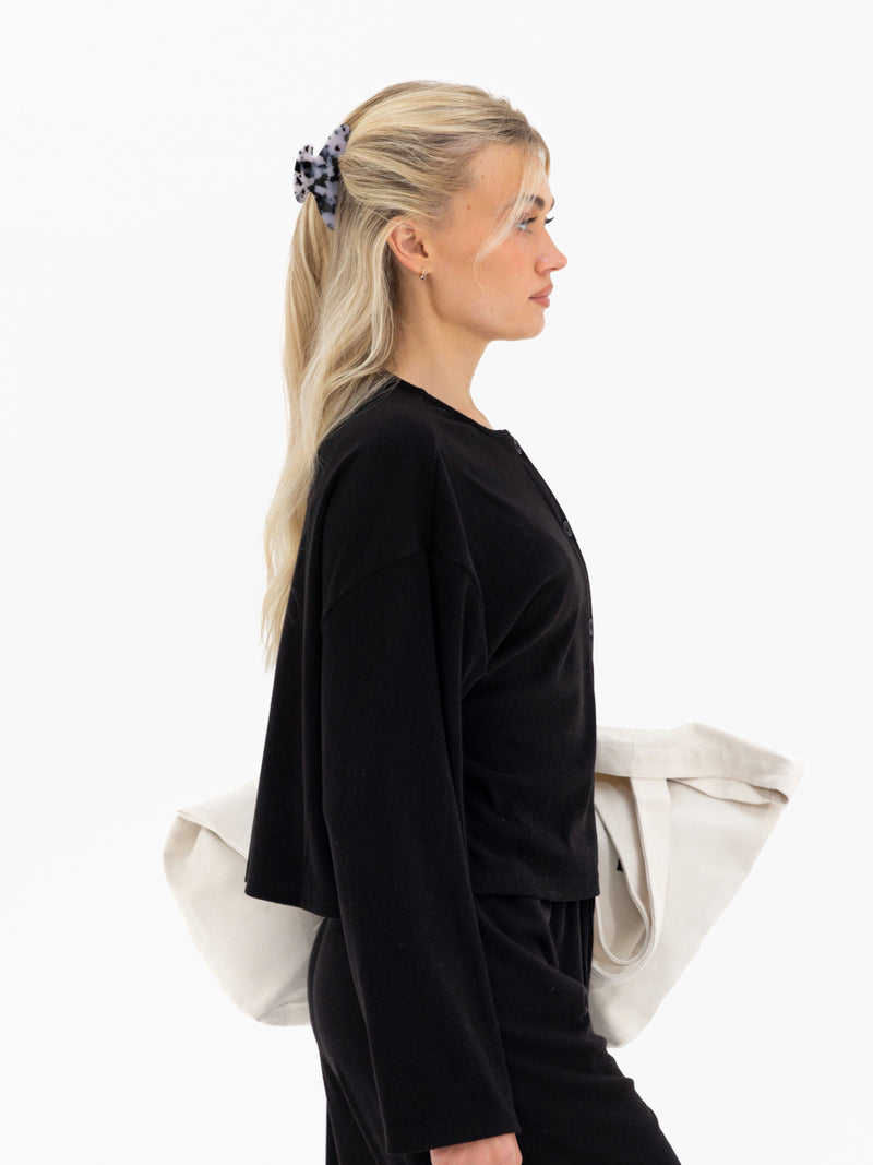 Alma Button Up Cardigan - Black