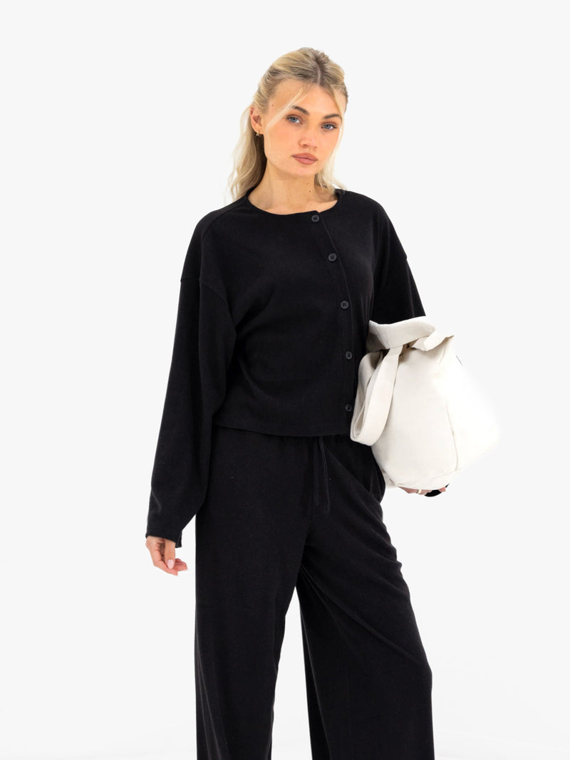 Alma Button Up Cardigan - Black