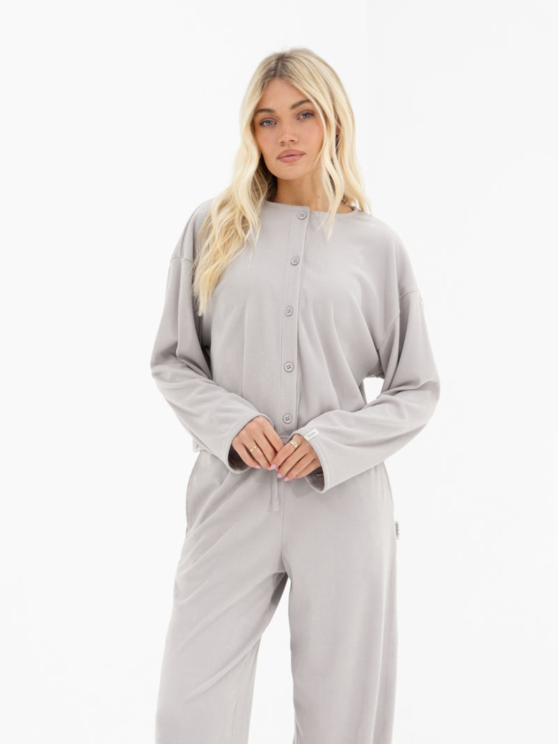 Alma Button Up Cardigan - Light Grey