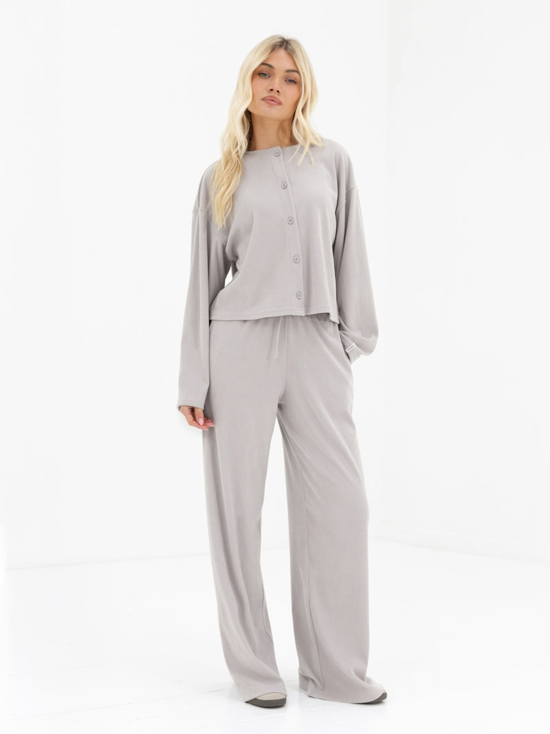 Alma Button Up Cardigan - Light Grey