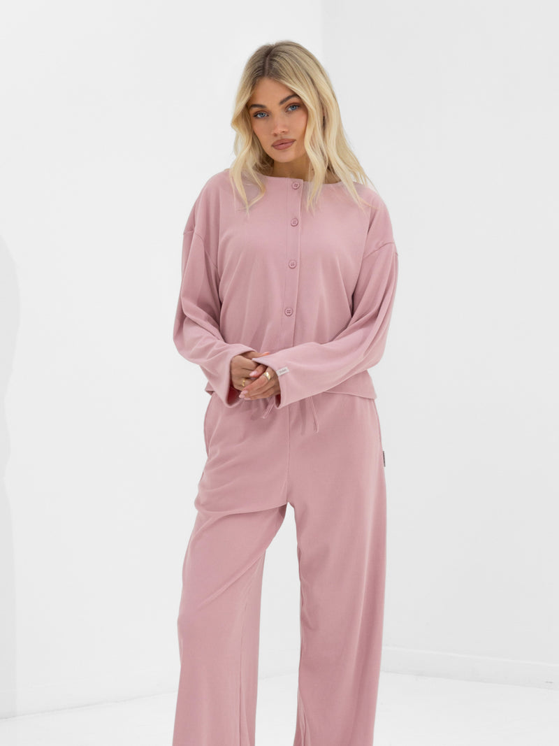 Alma Button Up Cardigan - Dusky Pink