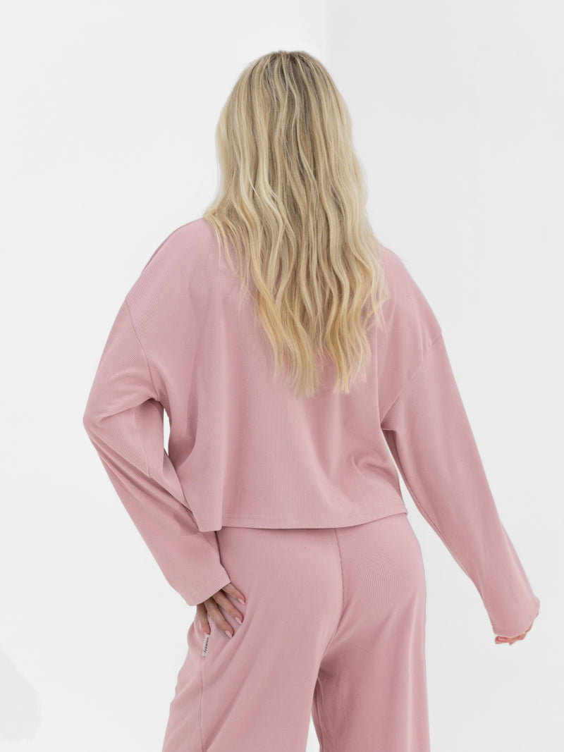 Alma Button Up Cardigan - Dusky Pink