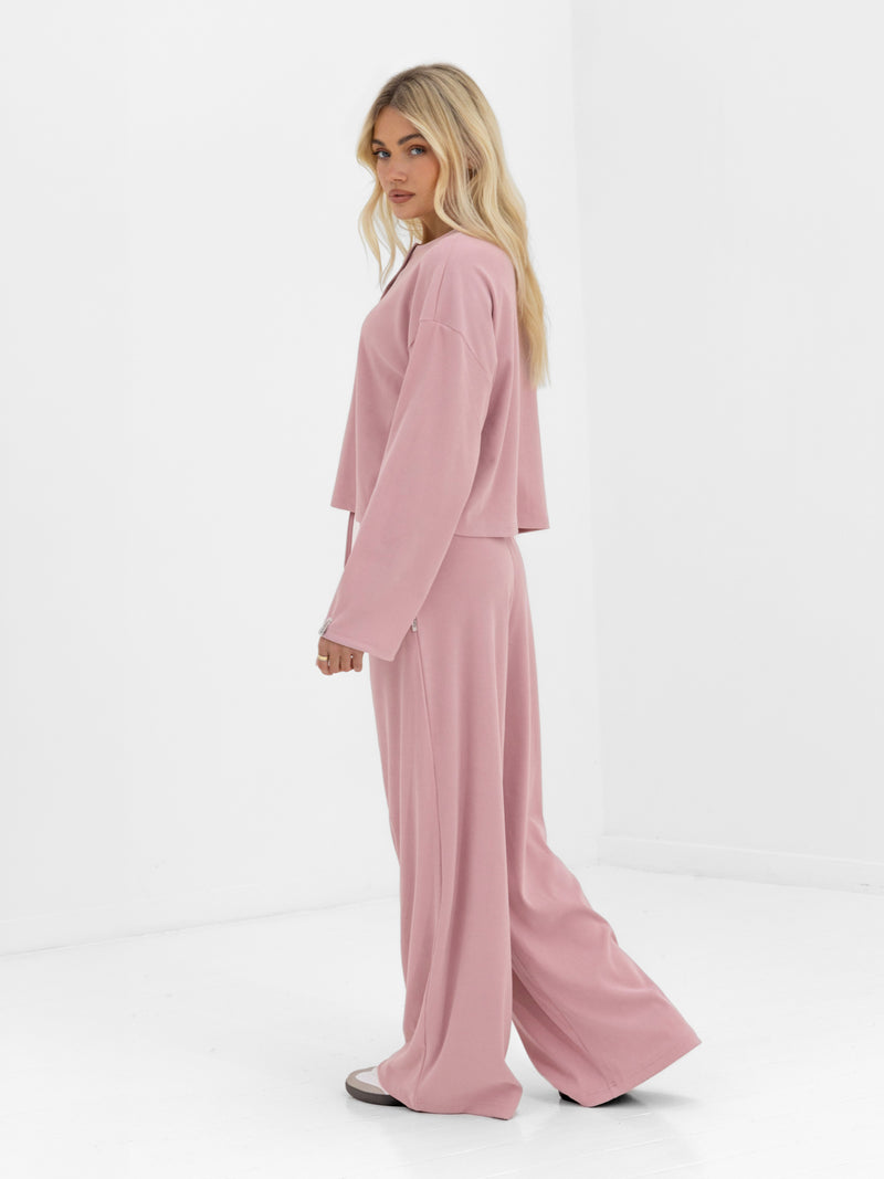 Alma Button Up Cardigan - Dusky Pink