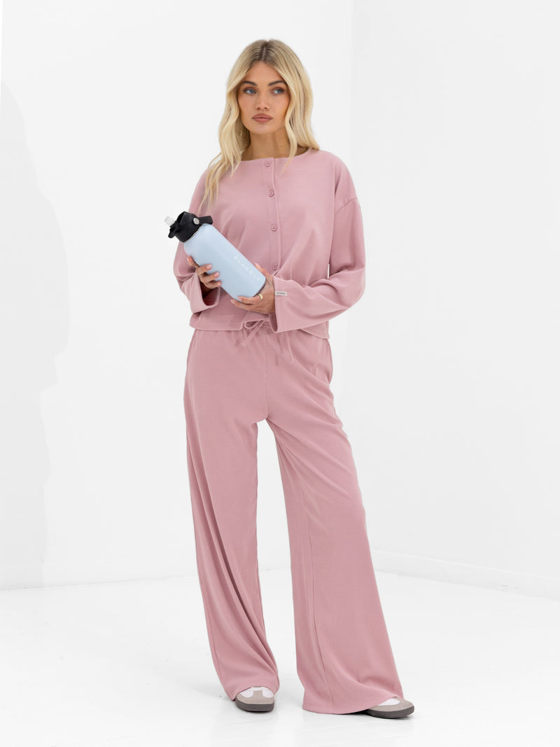 Alma Button Up Cardigan - Dusky Pink