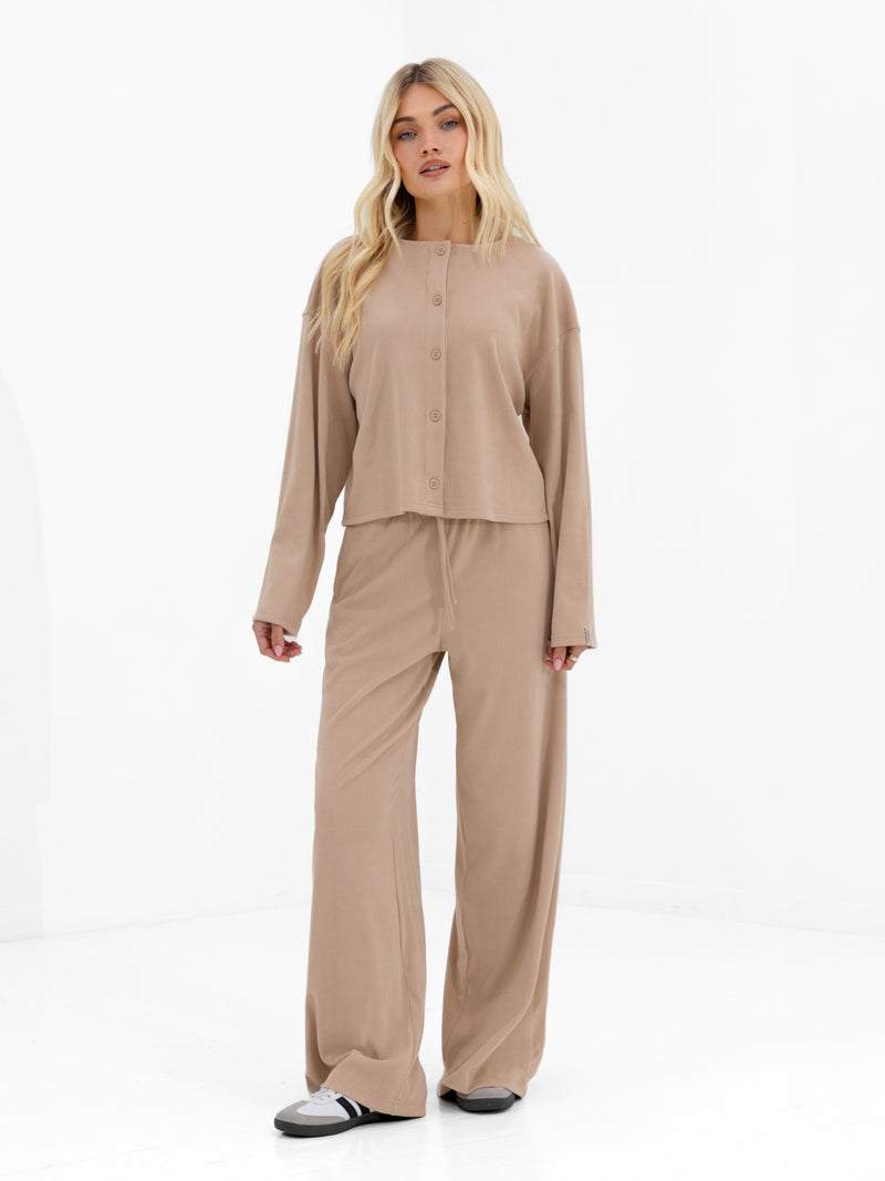 Alma Button Up Cardigan - Tan