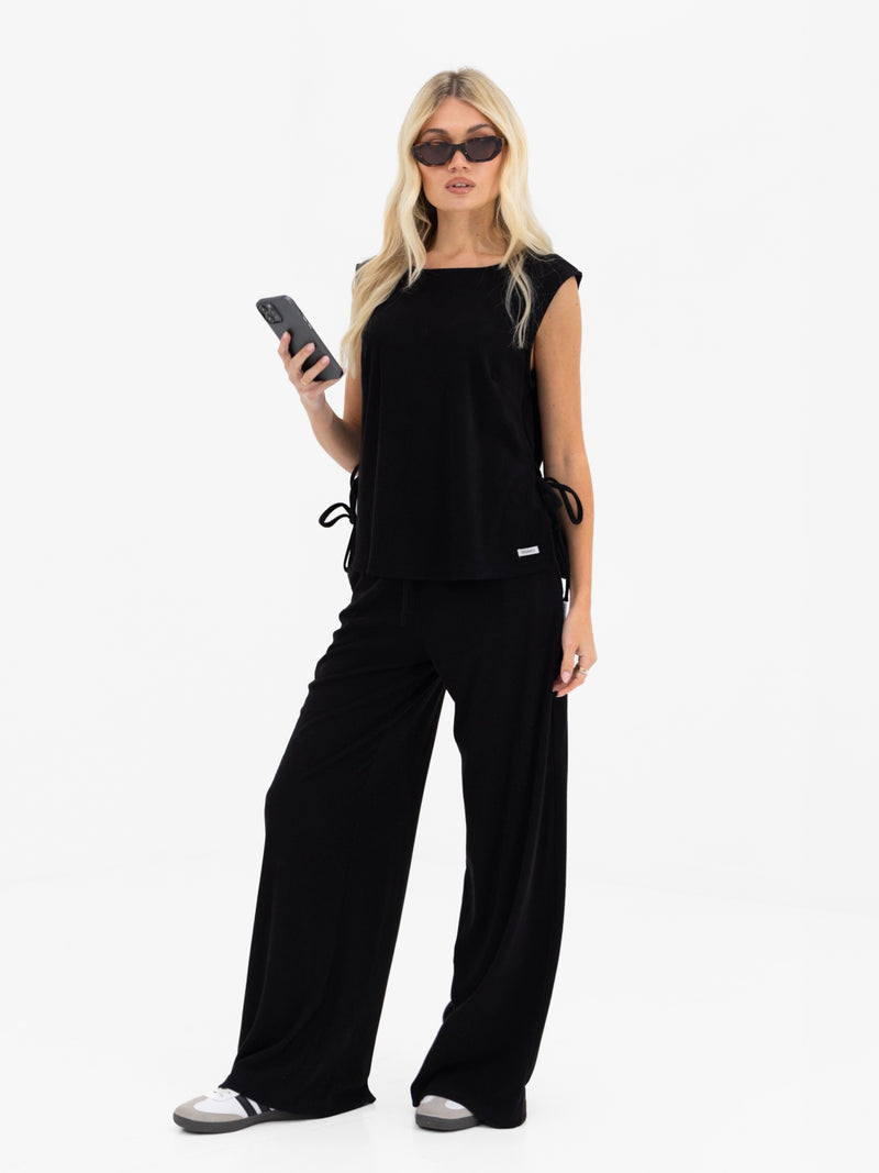 Alma Wide Leg Trousers - Black