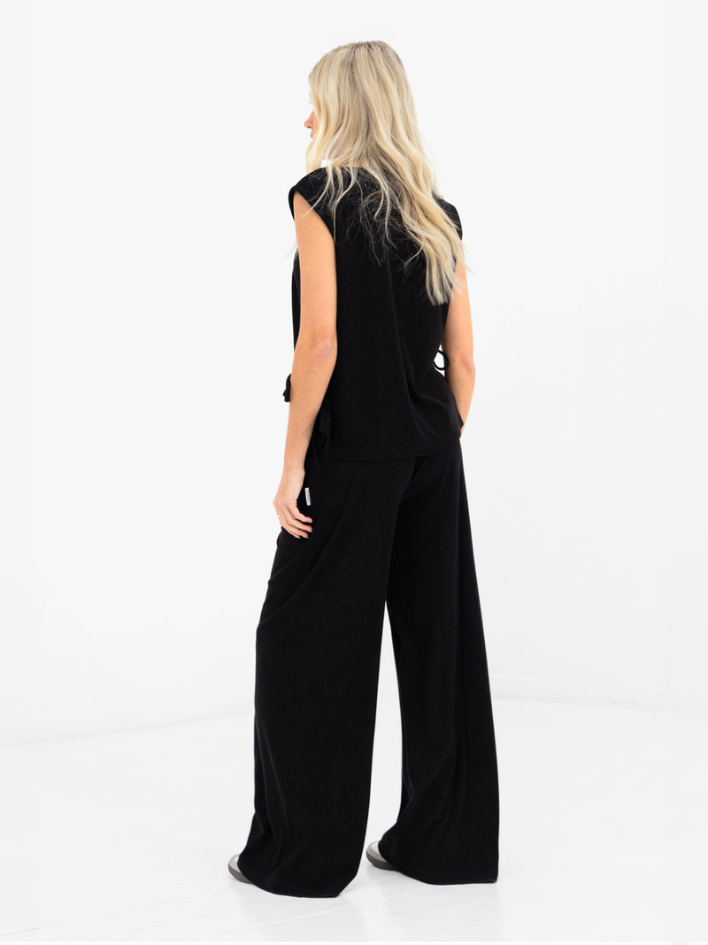 Alma Wide Leg Trousers - Black