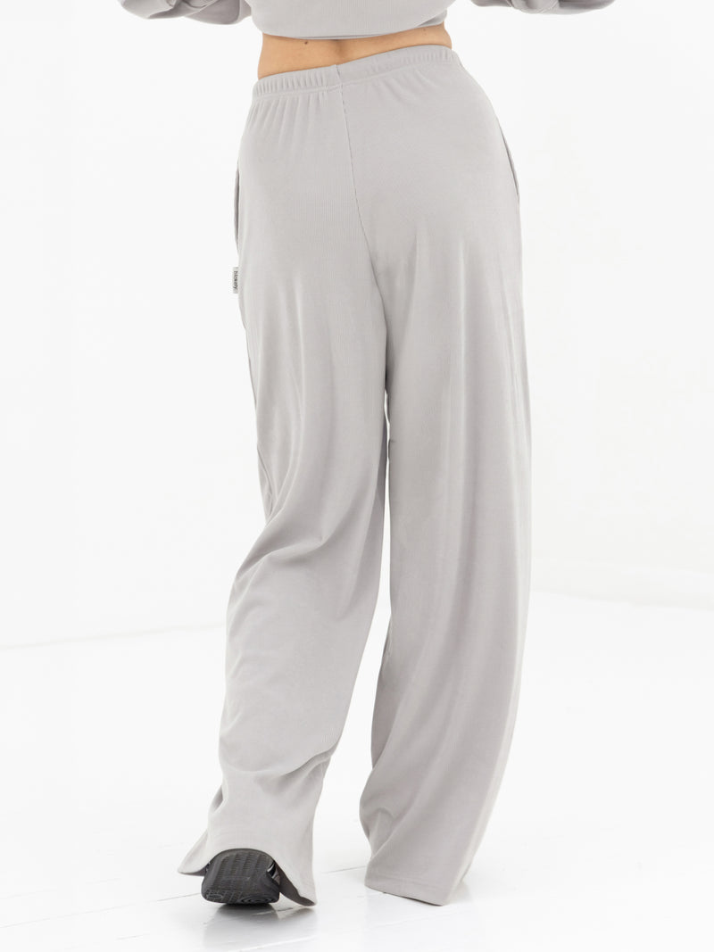 Alma Wide Leg Trousers - Light Grey