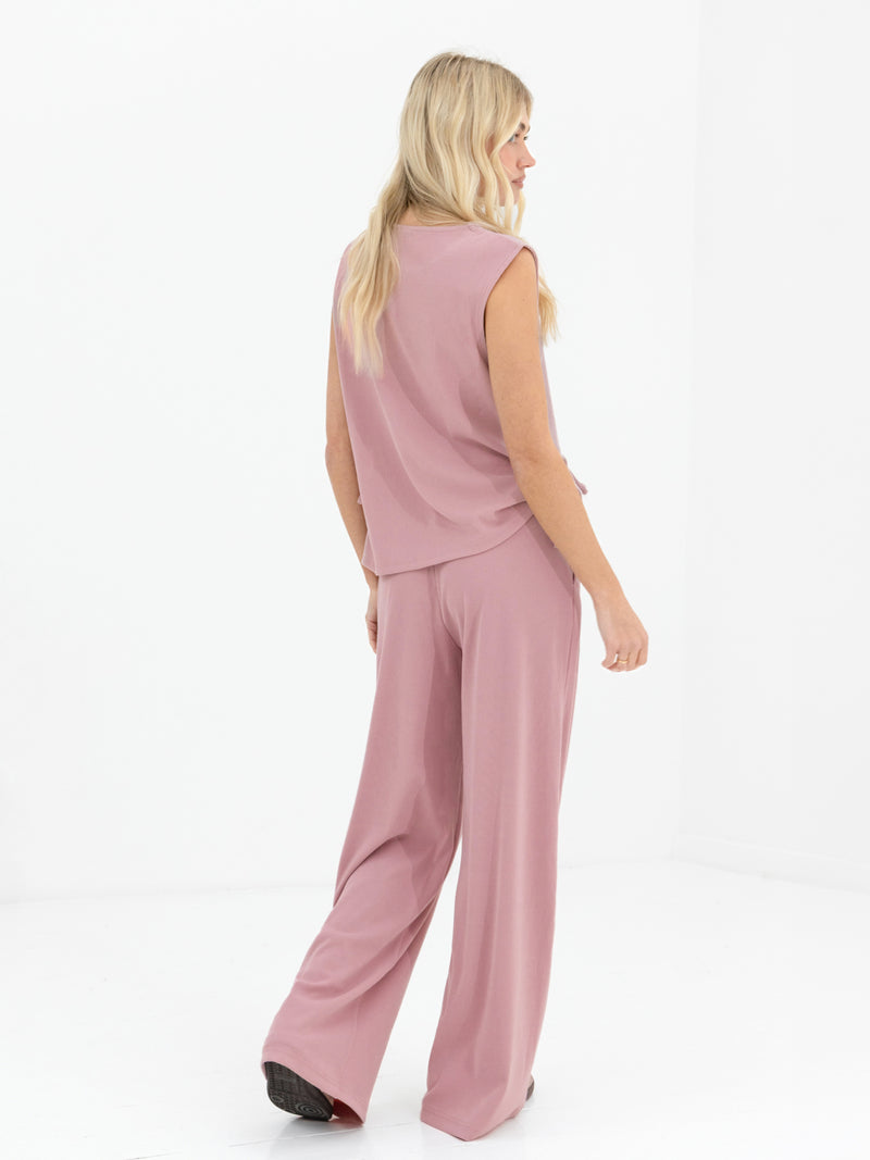 Alma Wide Leg Trousers - Dusky Pink
