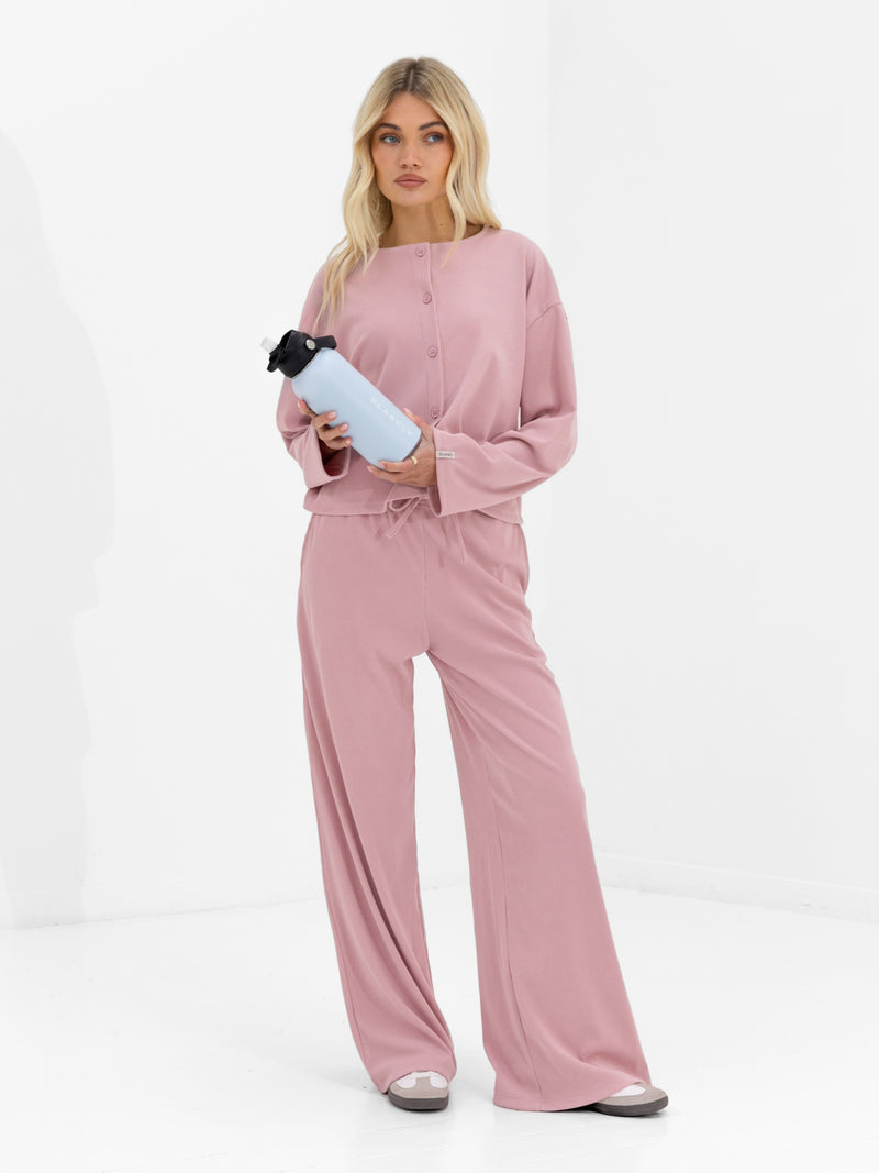 Alma Wide Leg Trousers - Dusky Pink