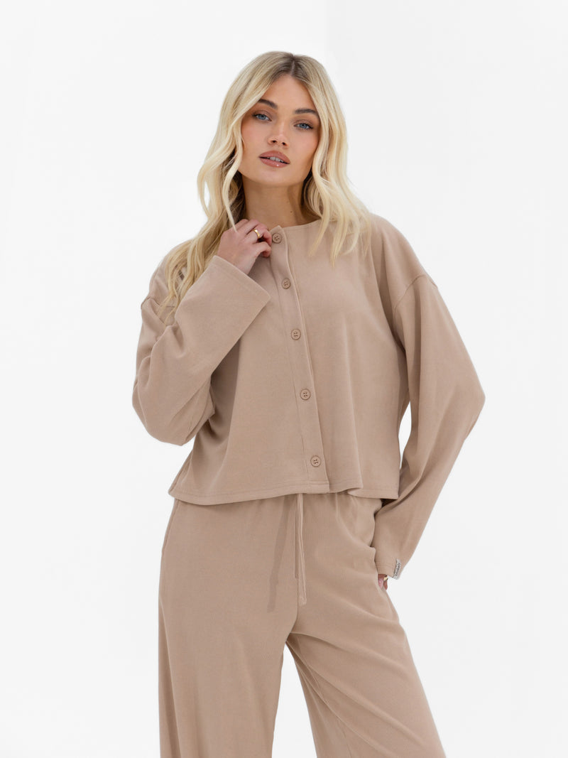 Alma Wide Leg Trousers - Tan