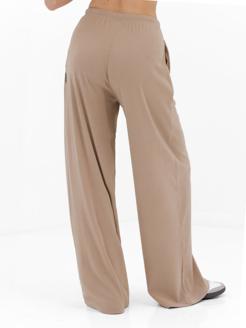 Alma Wide Leg Trousers - Tan
