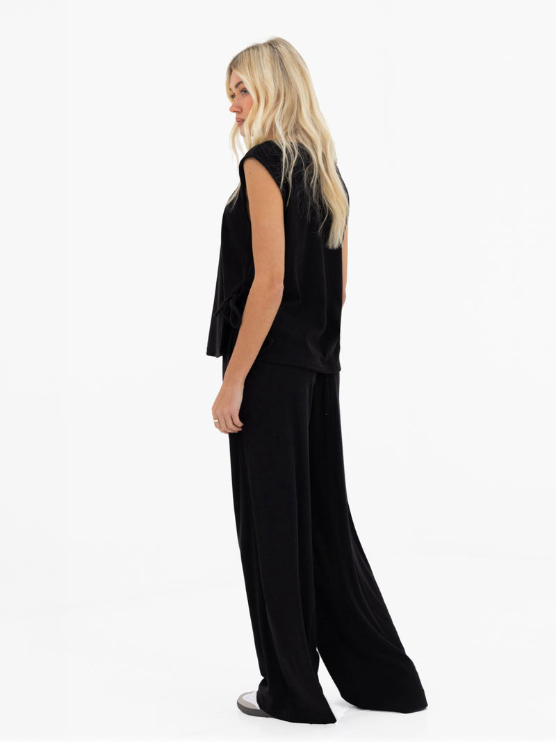 Alma Tie Up Vest - Black