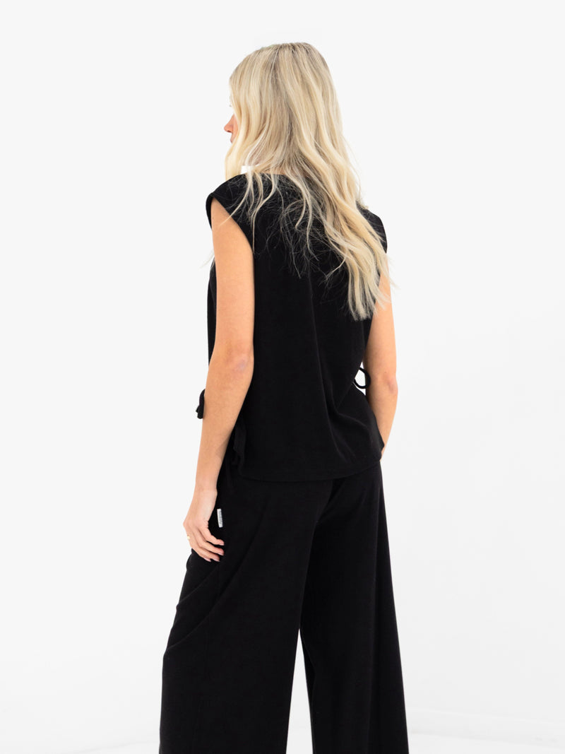 Alma Tie Up Vest - Black
