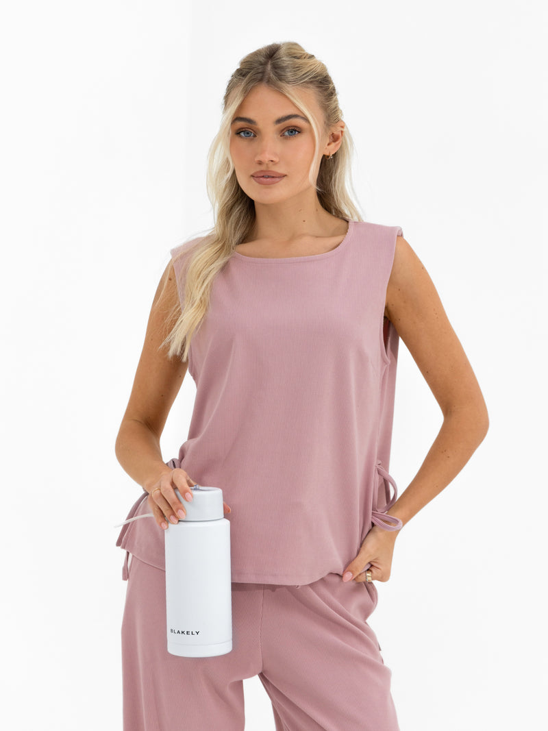 Alma Tie Up Vest - Dusky Pink