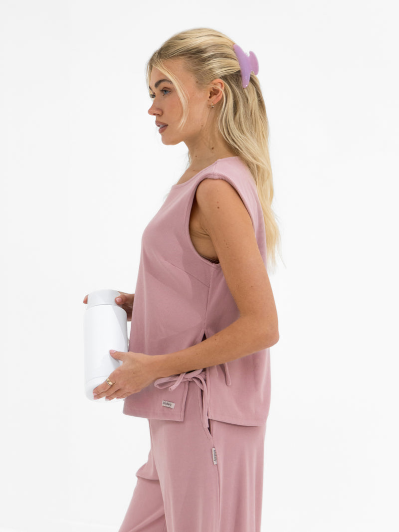 Alma Tie Up Vest - Dusky Pink
