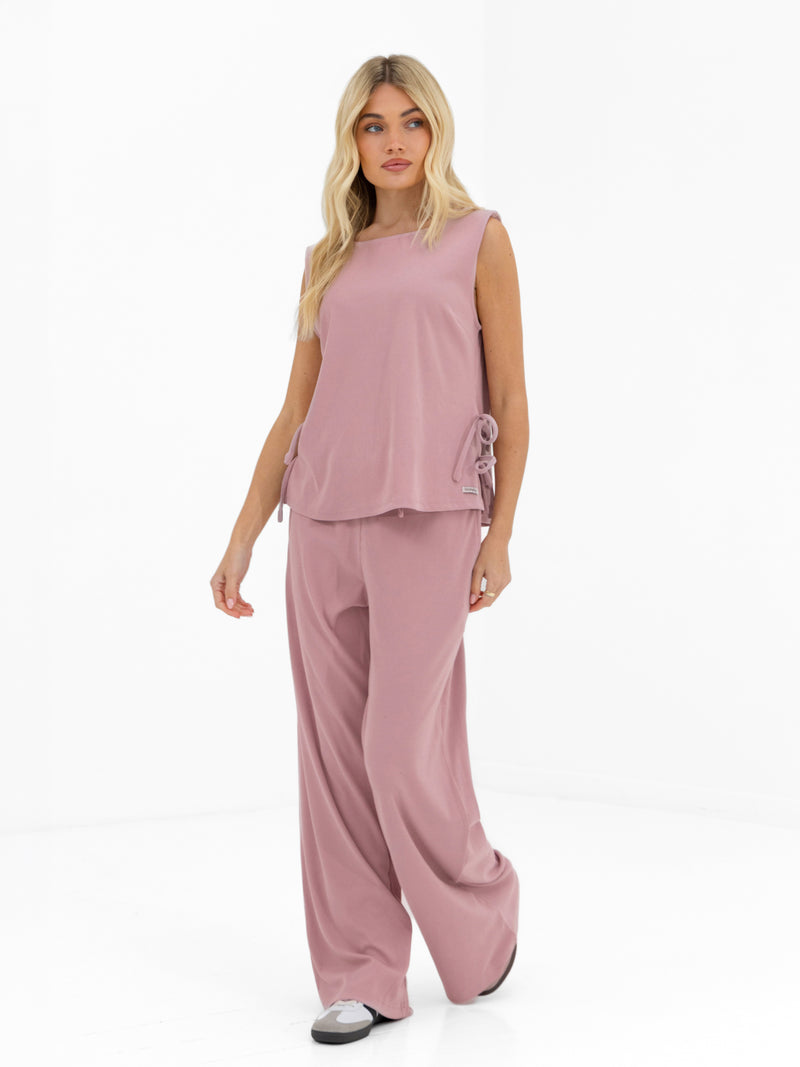 Alma Tie Up Vest - Dusky Pink