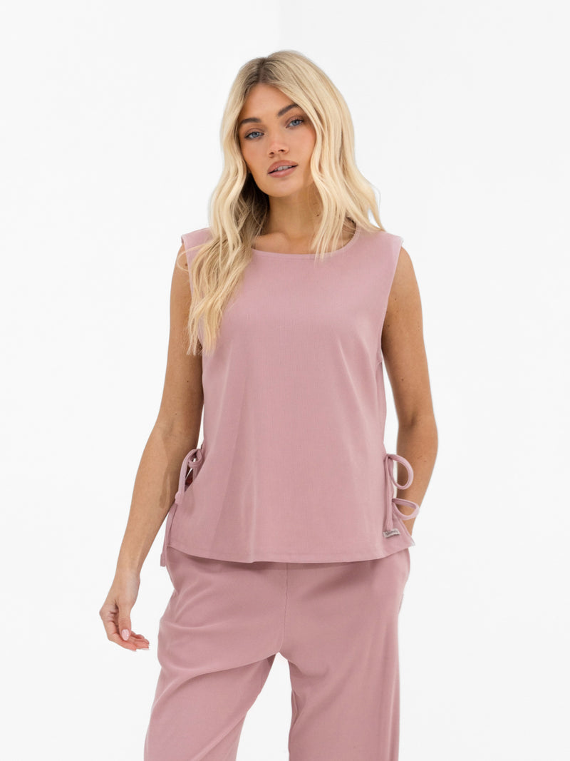 Alma Tie Up Vest - Dusky Pink