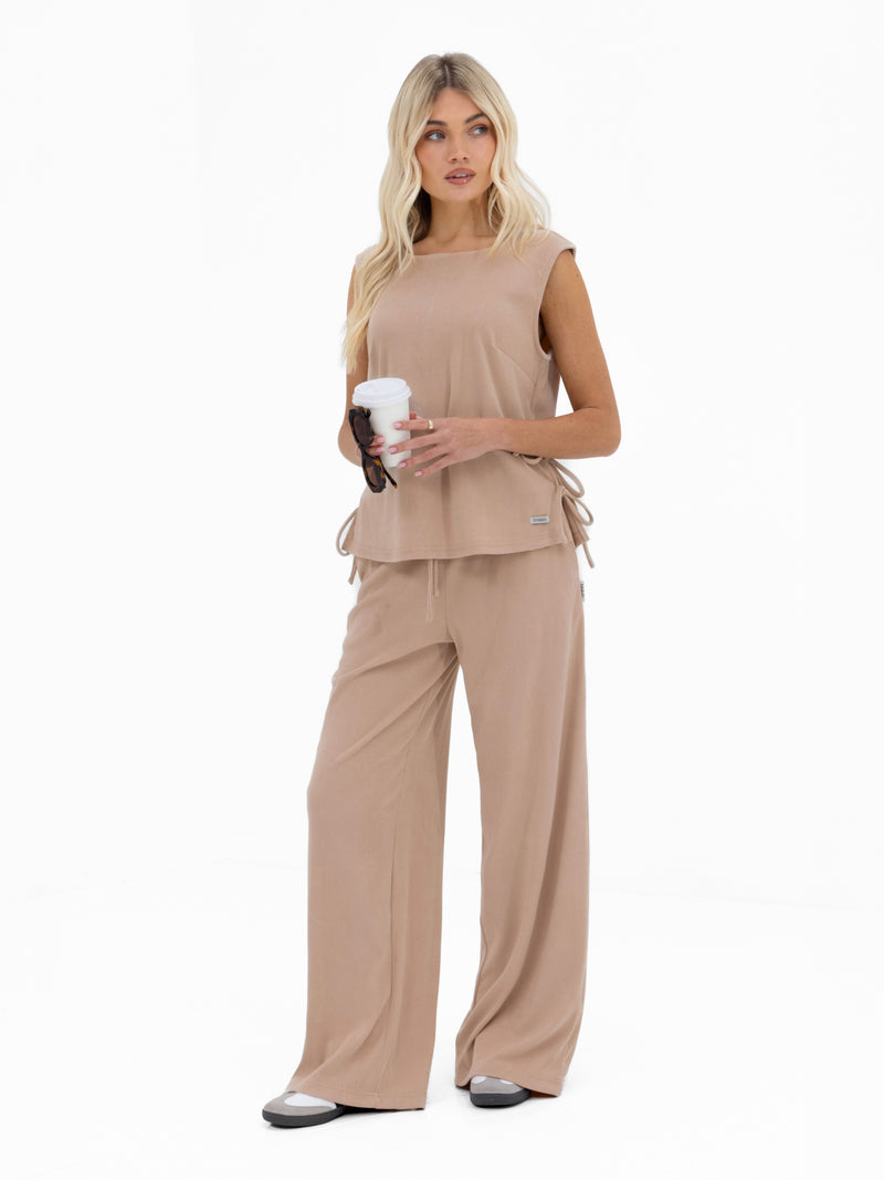 Alma Tie Up Vest - Tan