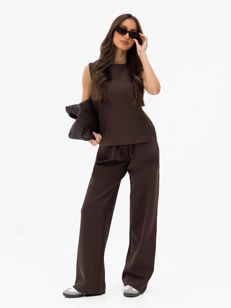 Emmy Wide Leg Trousers - Mocha Brown
