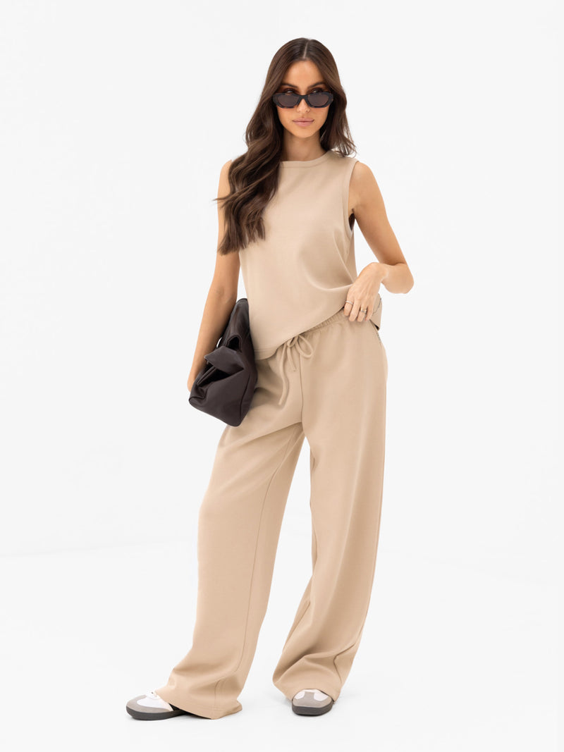 Emmy Wide Leg Trousers - Light Tan