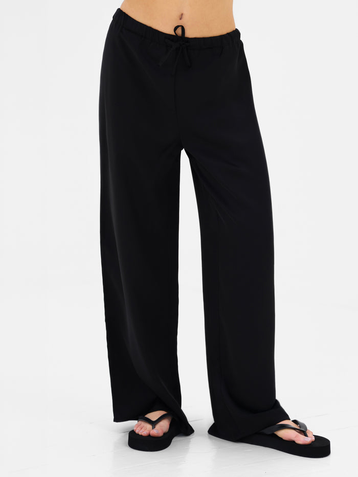 Thalia Satin Trousers - Black