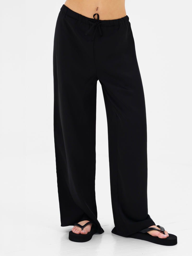 Thalia Satin Trousers - Black
