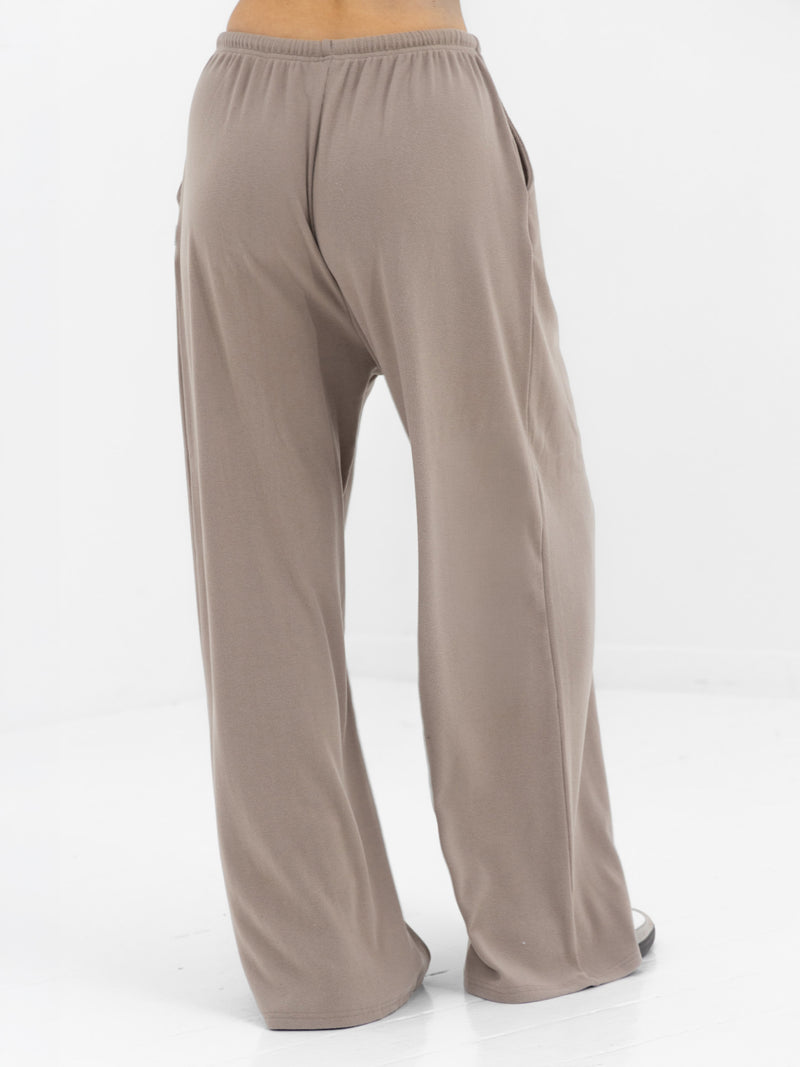 Ebony Wide Leg Trousers - Neutral Taupe