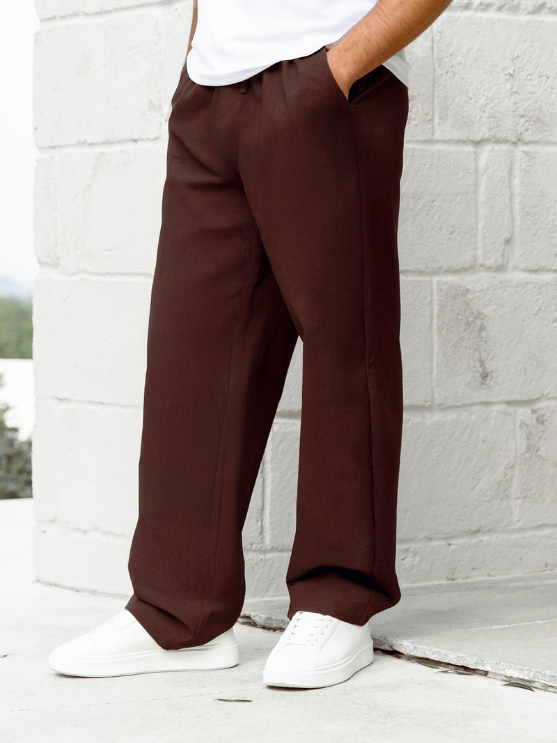 Jude Relaxed Linen Trousers - Dark Brown