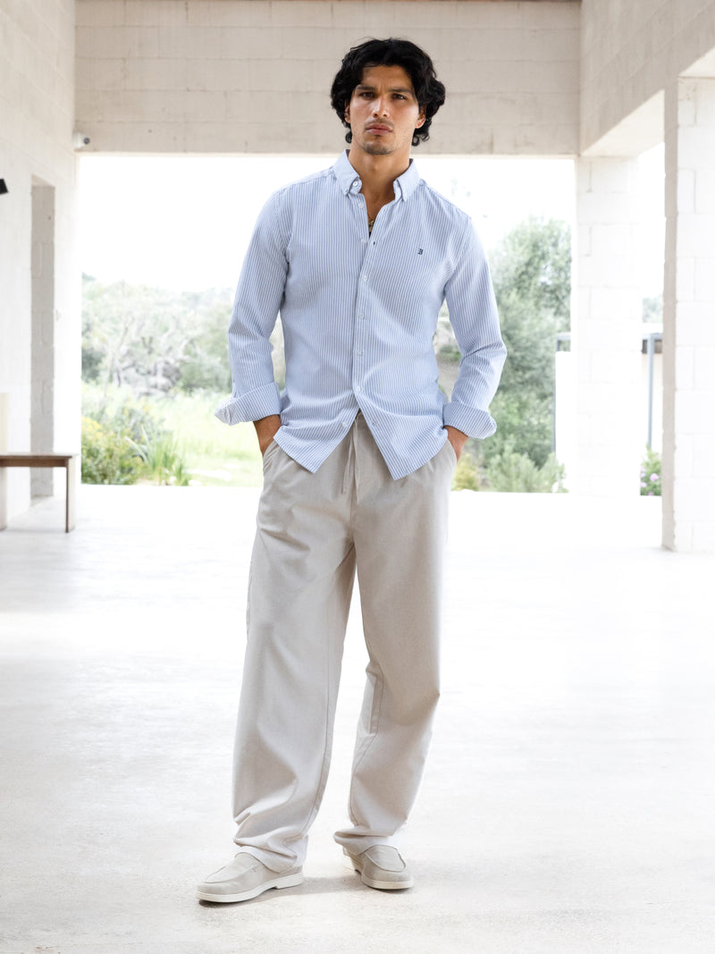 Jude Relaxed Linen Trousers - Light Beige