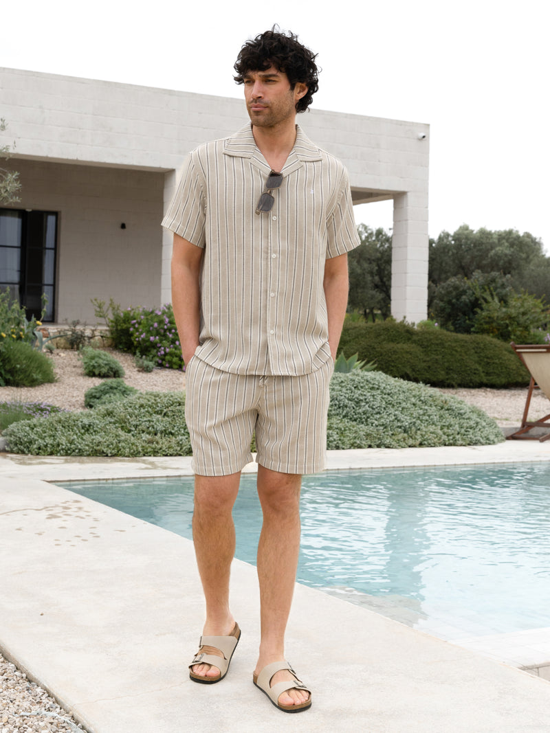 Leon Relaxed Stripe Shirt - Tan