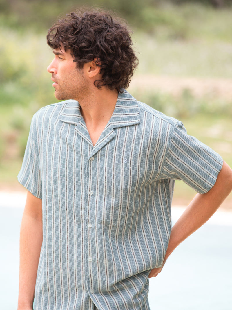 Leon Relaxed Stripe Shirt - Teal