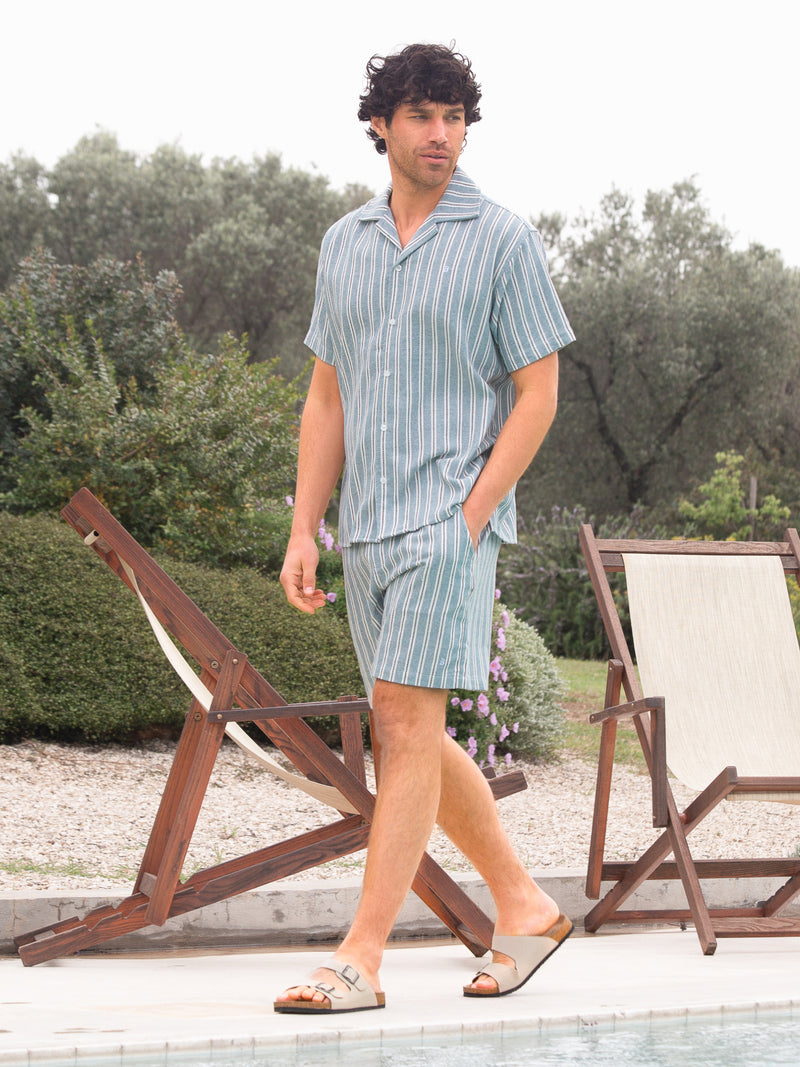 Leon Relaxed Stripe Shirt - Teal