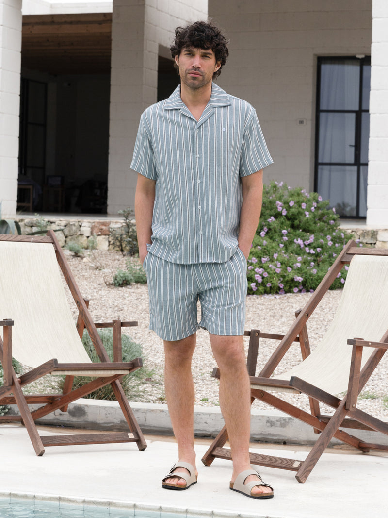 Leon Relaxed Stripe Shirt - Teal
