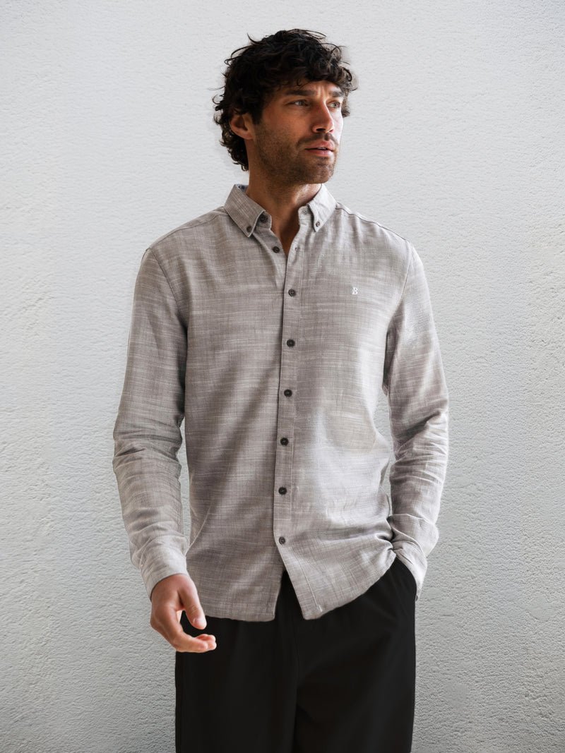 Conrad Long Sleeve Textured Shirt - Dark Grey