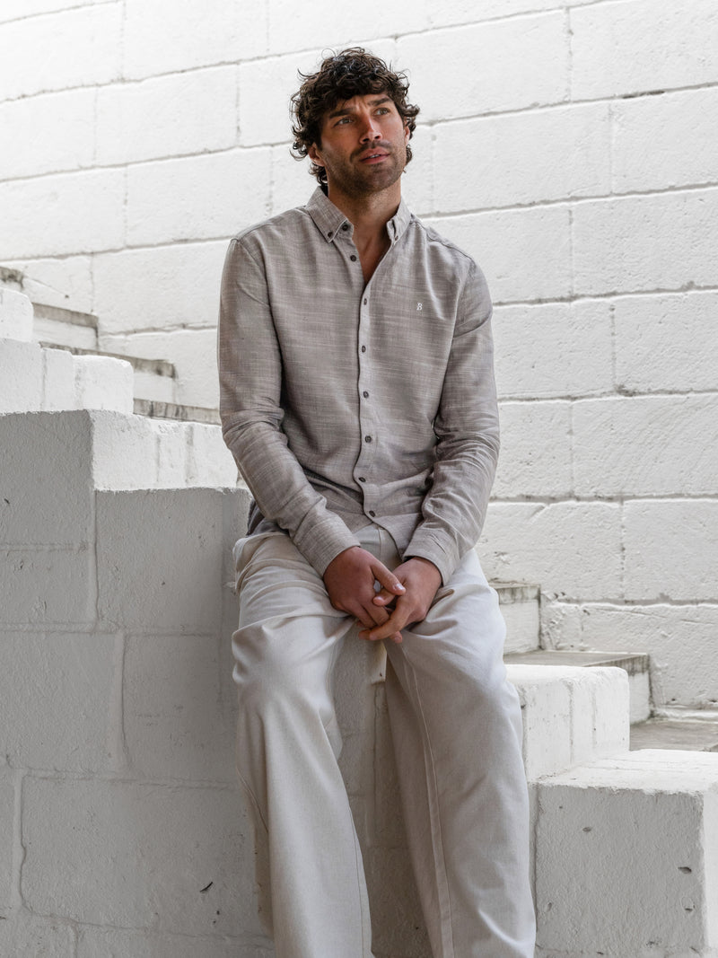 Conrad Long Sleeve Textured Shirt - Dark Grey